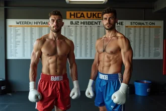 Deux boxeurs masculins dans un gymnase moderne