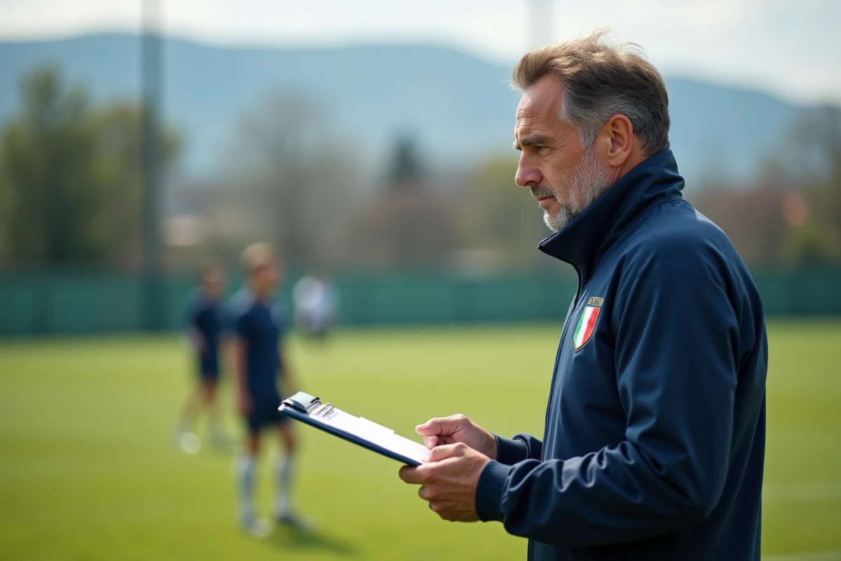 Entraîneur italien observant ses joueurs lors d