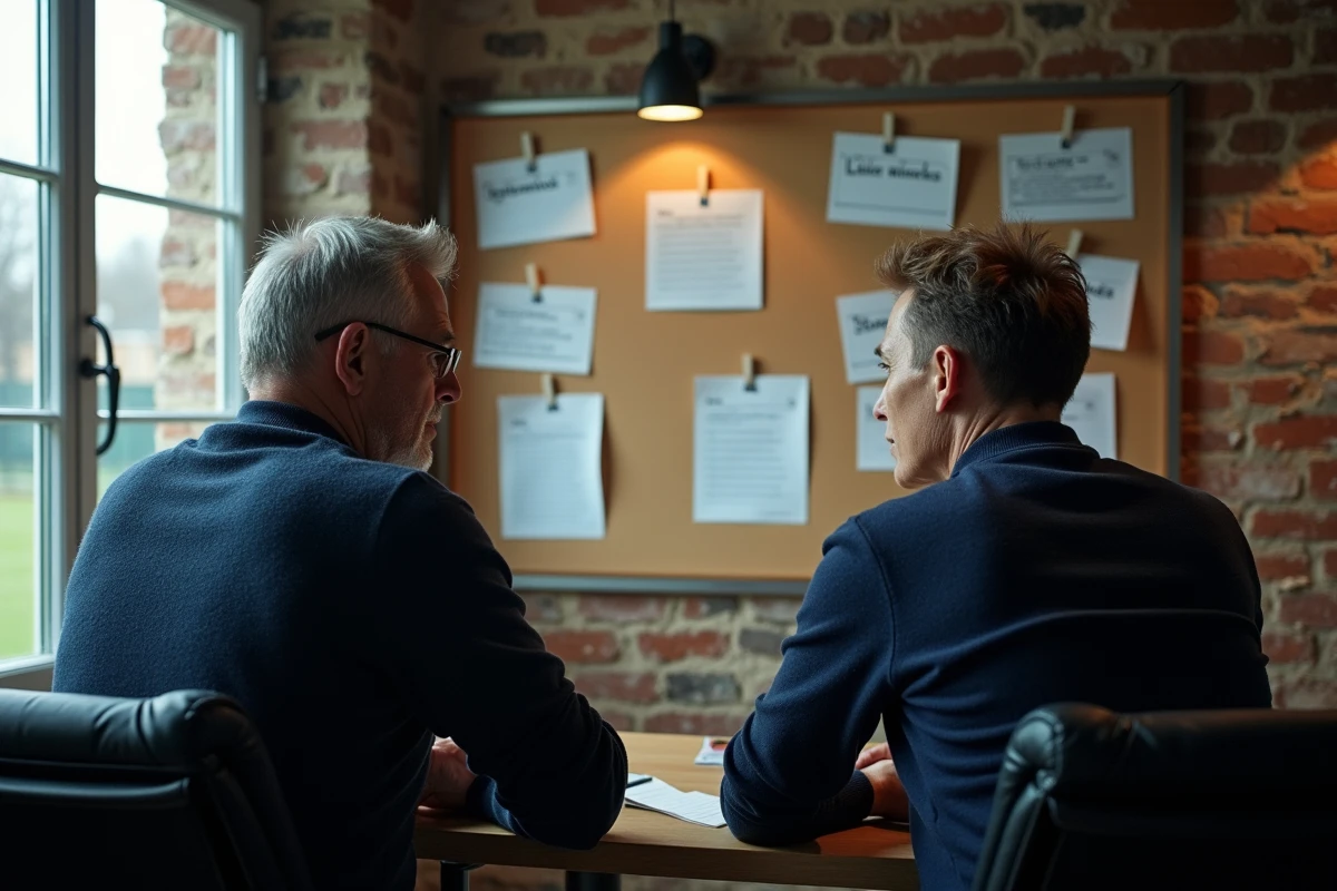 Deux entraîneurs dans un bureau de club de football