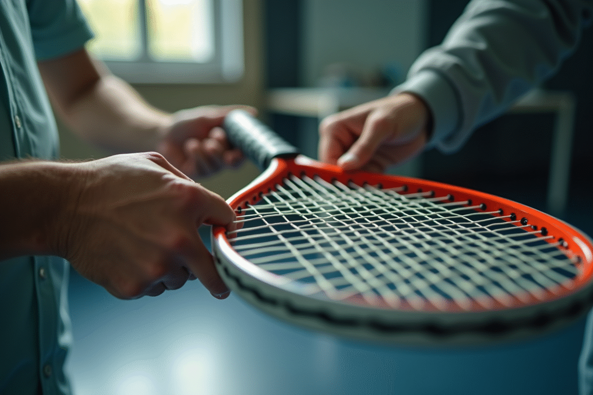 Gros plan sur un professionnel tendant une raquette de tennis