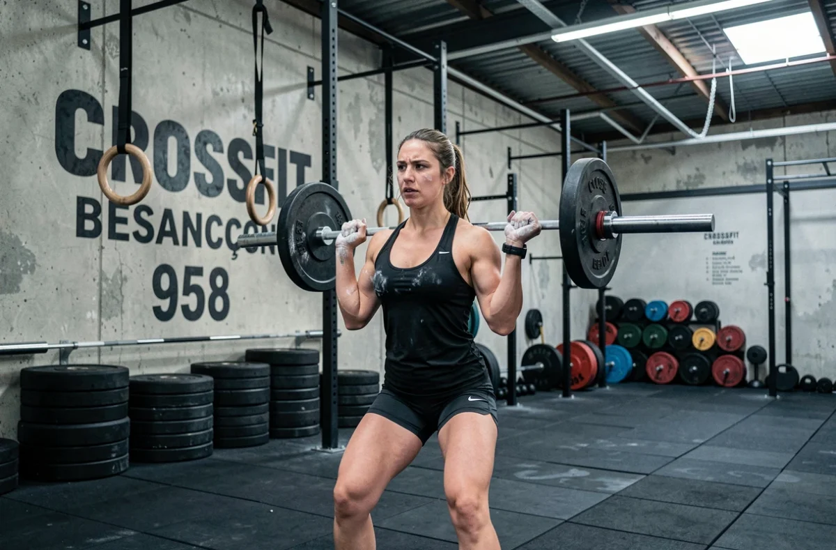 Athlète féminine effectuant un épaulé-jeté dans la box CrossFit Besançon 958