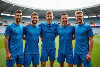 Groupe de joueurs italiens en entraînement sur le terrain