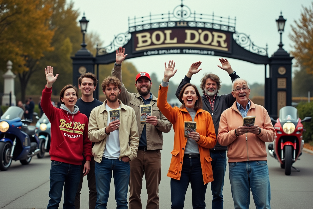 Groupe de fans vintage devant l