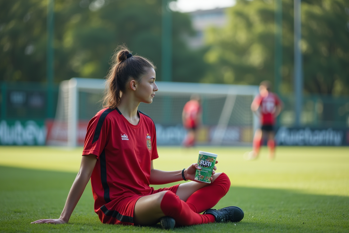 Jeune footballeuse après l