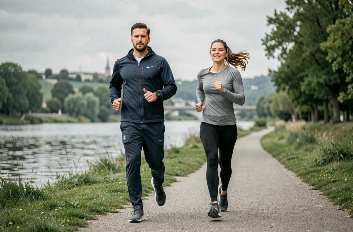 Landry Coach accompagnant une cliente lors d'une séance de jogging en plein air en Île-de-France