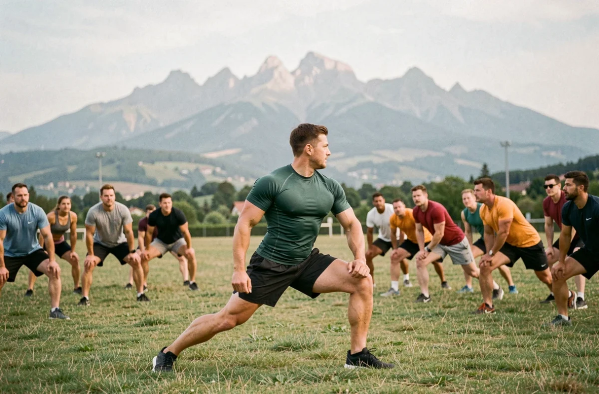 Coach Ludfitness animant un bootcamp en plein air avec vue sur les Pyrénées