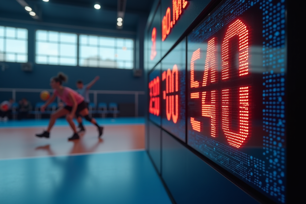 Tableau de score numérique affichant le score et le temps du match