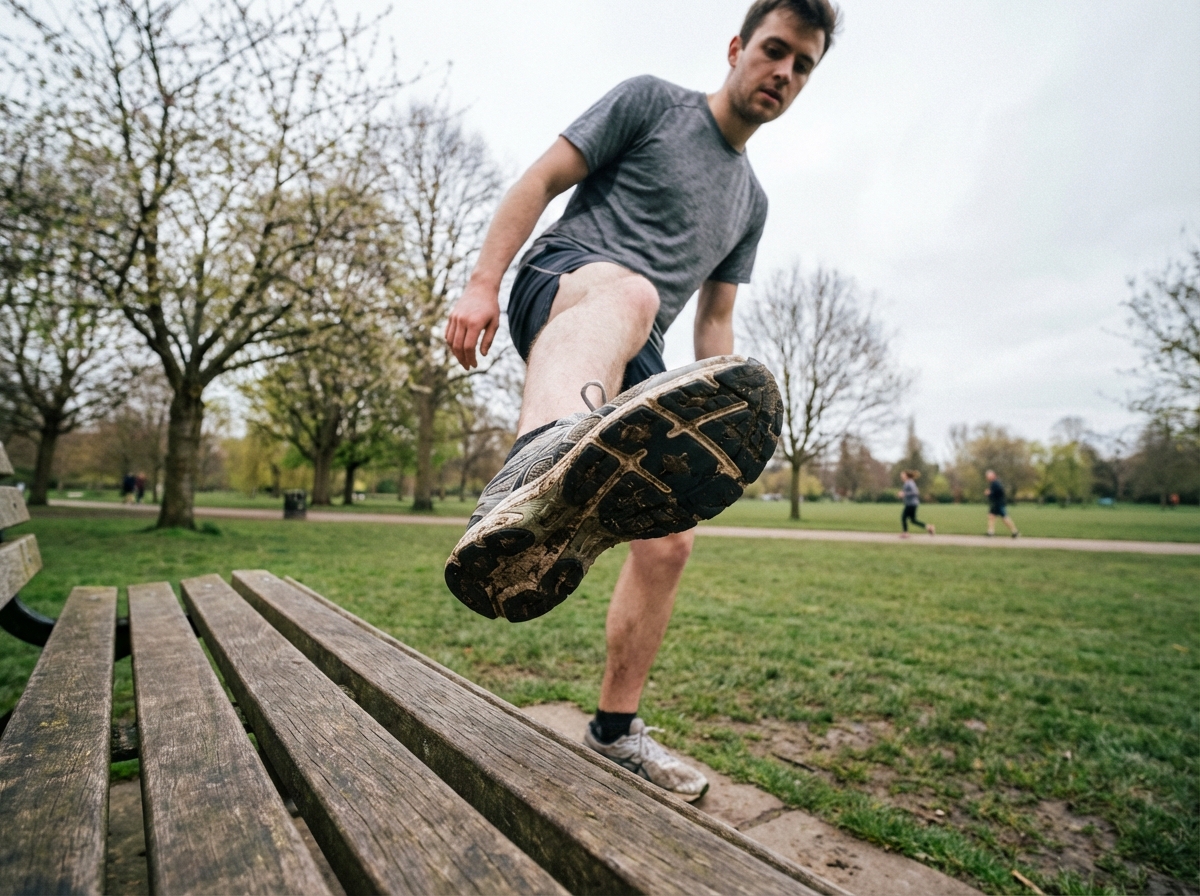 Jeune homme sportif faisant des exercices d ankle en plein air