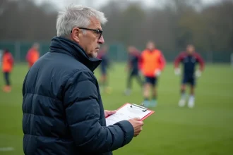 Scout de football professionnel analysant des joueurs lors d'une séance d'entraînement pour préparer le mercato du VAFC