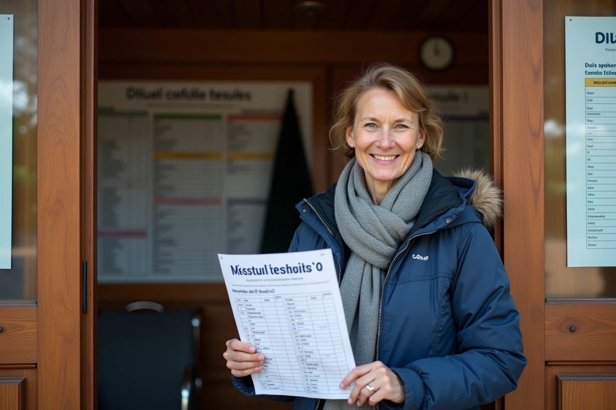 Supporteuse souriante devant panneau de résultats fédérale 3