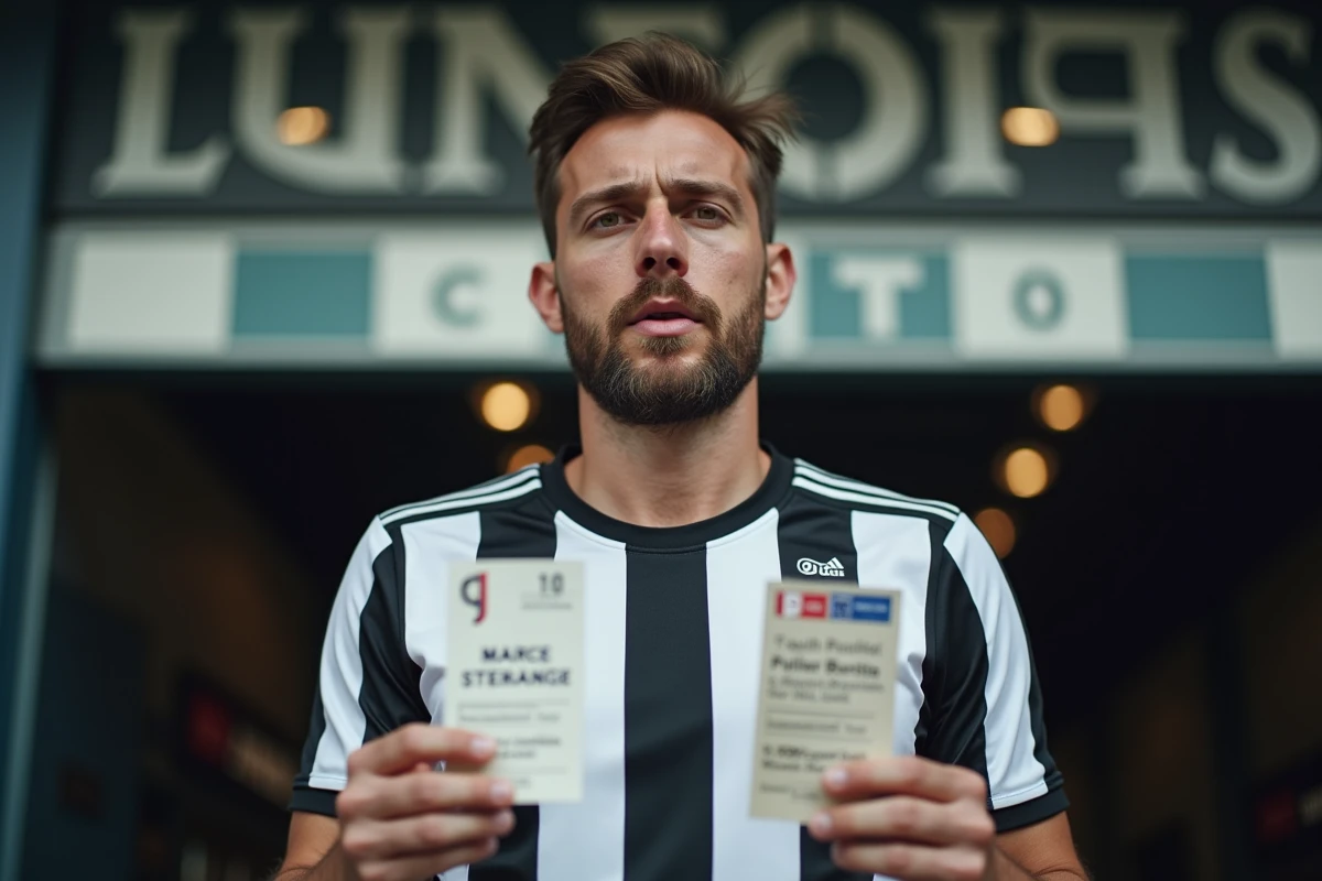Supporter de la Juventus FC tenant ses billets de match devant les tourniquets de l'Allianz Stadium de Turin