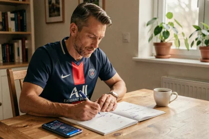 Supporter du PSG consultant le calendrier des matchs 2026 à domicile